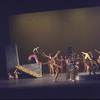 Martha Graham production of "Alcestis" with Martha Graham on pedestal, Gene McKinney, Paul Taylor with pink scarf and Bertram Ross with black veil, choreography by Martha Graham