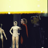 Martha Graham on stage during rehearsal, Janet Eilber at left