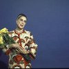 Martha Graham poses with flowers