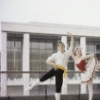 New York City Ballet - Publicity photo Patricia McBride and Edward Villella in front of the unfinished New York State Theater at Lincoln Center, in "Tarantella" costume, choreography by George Balanchine (New York)
