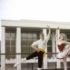 New York City Ballet - Publicity photo Patricia McBride and Edward Villella in front of the unfinished New York State Theater at Lincoln Center, in "Tarantella" costume, choreography by George Balanchine (New York)