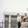 New York City Ballet - Publicity photo Patricia McBride and Edward Villella in front of the unfinished New York State Theater at Lincoln Center, in "Tarantella" costume, choreography by George Balanchine (New York)