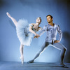 New York City  Ballet  - Publicity photo Patricia Wilde and Andre Prokovsky in "Raymonda" posing in front of fountain in plaza at Lincoln Center, choreography by George Balanchine (New York)