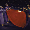 Martha Graham Dance Company production of "Seraphic Dialogue" with Bonnie Oda Homsey (in red cape) and Peter Sparling, choreography by Martha Graham