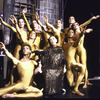 Martha Graham Dance Company dancers in costume for "Acts of Light", backstage at intermission with Martha Graham, choreography by Martha Graham