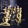 Martha Graham Dance Company dancers in costume for "Acts of Light", backstage at intermission with Martha Graham, choreography by Martha Graham