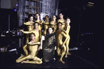 Martha Graham Dance Company dancers in costume for "Acts of Light", backstage at intermission with Martha Graham, choreography by Martha Graham