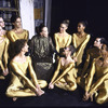 Martha Graham Dance Company dancers in costume for "Acts of Light", backstage at intermission with Martha Graham, choreography by Martha Graham