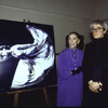 Choreographer Martha Graham and artist Andy Warhol with painting of Martha Graham (after Barbara Morgan photographs)