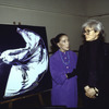 Choreographer Martha Graham and artist Andy Warhol with painting of Martha Graham (after Barbara Morgan photographs)