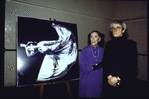 Choreographer Martha Graham and artist Andy Warhol with painting of Martha Graham (after Barbara Morgan photographs)