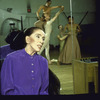 Martha Graham Dance Company, Martha Graham rehearses dancers (reflected in mirror) in "Song", choreography by Martha Graham