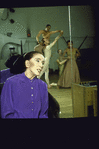Martha Graham Dance Company, Martha Graham rehearses dancers (reflected in mirror) in "Song", choreography by Martha Graham