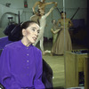 Martha Graham Dance Company, Martha Graham rehearses dancers (reflected in mirror) in "Song", choreography by Martha Graham