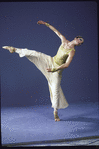 Martha Graham Dance Company, studio portrait of dancer Peggy Lyman in "Lamentation", choreography by Martha Graham