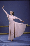 Martha Graham Dance Company, studio portrait of dancer Peggy Lyman in "Frontier", choreography by Martha Graham