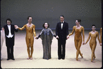 Martha Graham Dance Company; "Acts of Light" curtain call with (2L-2R) Peter Sparling, Martha Graham, Halston, and Peggy Lyman, choreography by Martha Graham