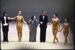 Martha Graham Dance Company; "Acts of Light" curtain call with (2L-2R) Peter Sparling, Martha Graham, Halston, and Peggy Lyman, choreography by Martha Graham