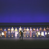 Martha Graham Dance Company, "Song" the company takes a bow after performance, foreground figure (unident, with choreography by Martha Graham