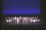 Martha Graham Dance Company, "Song" the company takes a bow after performance, foreground figure (unident, with choreography by Martha Graham