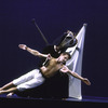 Mikhail Baryshnikov in Martha Graham's "El Penitente," supported by Peter London in a mask by Isamu Noguchi