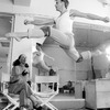 Choreographer Martha Graham watching Mikhail Baryshnikov rehearse "American Document."