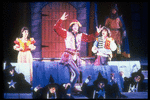 Actors (top R-L) Howard Samuelsohn, Boyd Gaines and Marisa Tomei in scene fromNY Shakespeare Festival's Central Park production of play "Comedy of Errors"