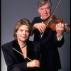 Publicity shot of conductor Marin Alsop with her father Lamar Alsop, first violinist with New York City Ballet orchestra (New York)