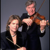 Publicity shot of conductor Marin Alsop with her father Lamar Alsop, first violinist with New York City Ballet orchestra (New York)