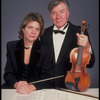 Publicity shot of conductor Marin Alsop with her father Lamar Alsop, first violinist with New York City Ballet orchestra (New York)