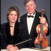 Publicity shot of conductor Marin Alsop with her father Lamar Alsop, first violinist with New York City Ballet orchestra (New York)