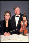 Publicity shot of conductor Marin Alsop with her father Lamar Alsop, first violinist with New York City Ballet orchestra (New York)