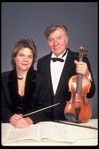 Publicity shot of conductor Marin Alsop with her father Lamar Alsop, first violinist with New York City Ballet orchestra (New York)