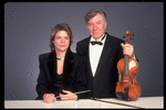 Publicity shot of conductor Marin Alsop with her father Lamar Alsop, first violinist with New York City Ballet orchestra (New York)