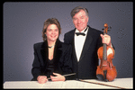 Publicity shot of conductor Marin Alsop with her father Lamar Alsop, first violinist with New York City Ballet orchestra (New York)