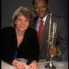 Publicity shot of Concordia conductor Marin Alsop with guest artist trumpeter Clark Terry (New York)