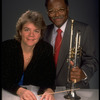 Publicity shot of Concordia conductor Marin Alsop with guest artist trumpeter Clark Terry (New York)