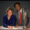 Publicity shot of Concordia conductor Marin Alsop with guest artist trumpeter Clark Terry (New York)