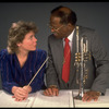 Publicity shot of Concordia conductor Marin Alsop with guest artist trumpeter Clark Terry (New York)