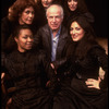 Director Peter Brook on the set of his "La Tragedie de Carmen" at the Brooklyn Academy of Music surrounded by the five singers who sing the role of Carmen (Brooklyn)