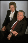 Portrait of theatrical producers Alexander Cohen & wife Hildy Parks (New York)