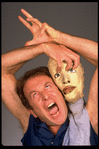 Publicity shot of performer Fred Curchack in theater piece "The Stuff That Dreams Are Made Of" at the Brooklyn Academy of Music (New York)