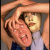 Publicity shot of performer Fred Curchack in theater piece "The Stuff That Dreams Are Made Of" at the Brooklyn Academy of Music (New York)