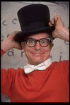 Publicity shot of actor Bill Irwin while appearing in Broadway play "The Accidental Death of an Anarchist " (New York)