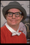 Publicity shot of actor Bill Irwin while appearing in Broadway play "The Accidental Death of an Anarchist " (New York)