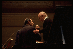 Pianist Vladimir Horowitz in rehearsal with Philadelphia Symphony conductor Eugene Ormandy (New York)