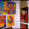 Actor/artist Van Johnson with his paintings at home (New York)