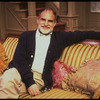 Playwright Larry Kramer on the set of his play "Just Say No" (New York)