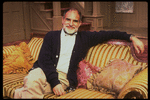 Playwright Larry Kramer on the set of his play "Just Say No" (New York)