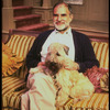 Playwright Larry Kramer & his pet dog on the set of his play "Just Say No" (New York)